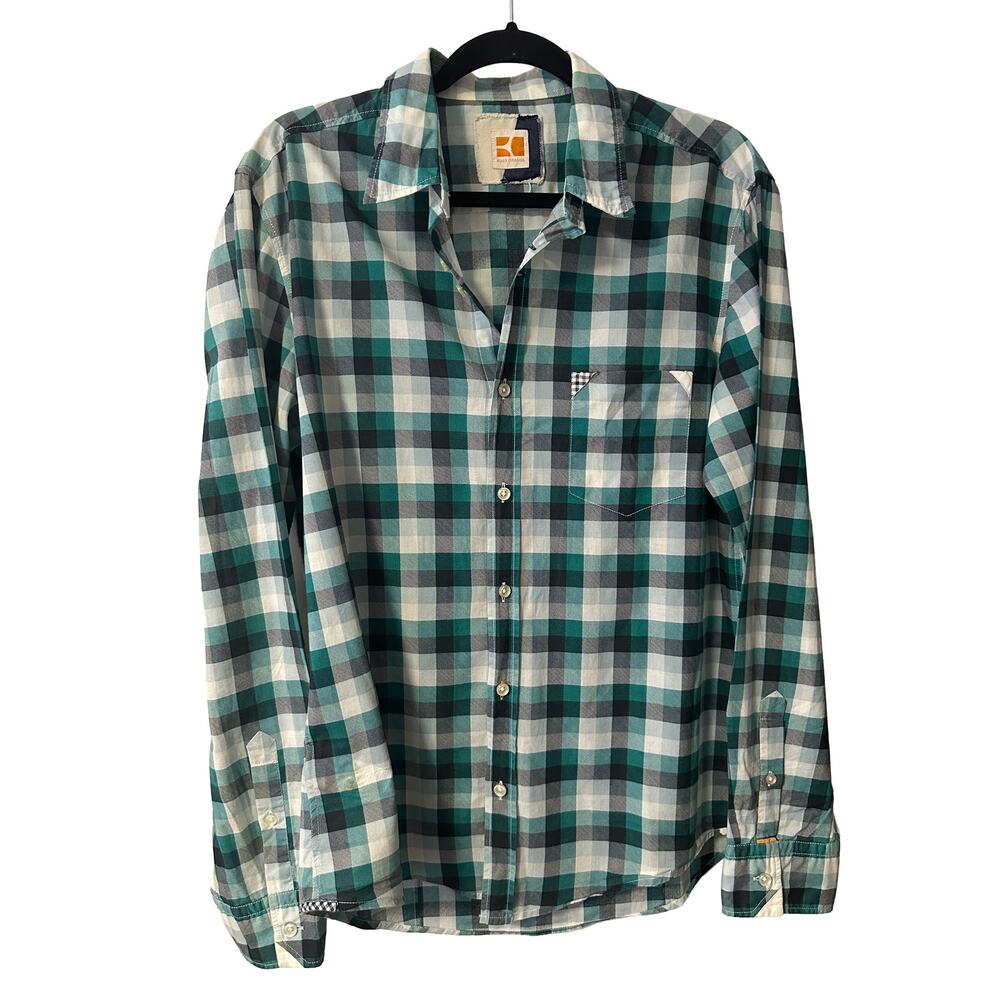 BOSS Orange green plaid button down shirt - M